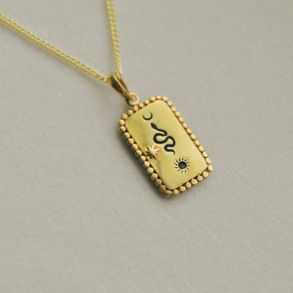 Lunar Serpent Necklace - Brass