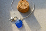 Blue Sea Glass Necklace – Sterling Silver