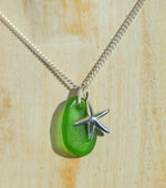 Green Sea Glass Necklace – Sterling Silver