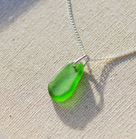 Green Sea Glass Necklace – Sterling Silver