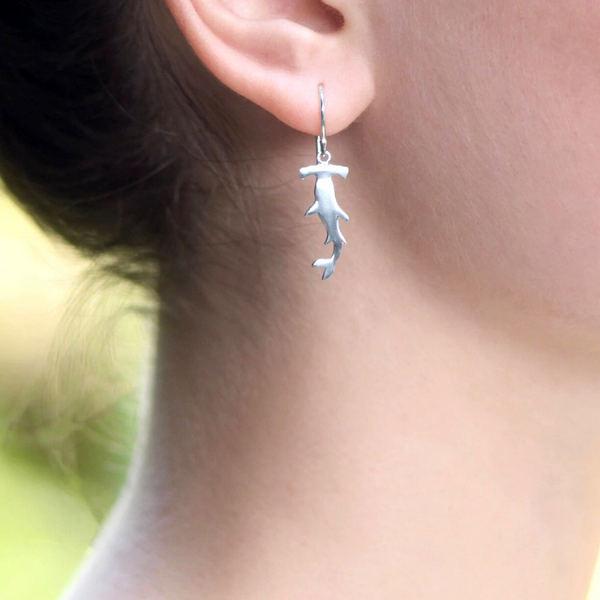 Hammerhead Shark Earrings - Silver