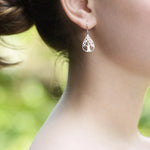 Sterling Silver Teardrop Tree of Life Earrings