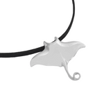 Sculptural Manta Ray Pendant - Silver