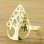 Teardrop Tree of Life Ring - Brass