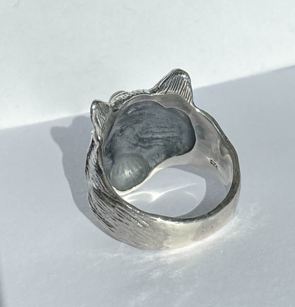 Moonstone Wolf Guardian Ring